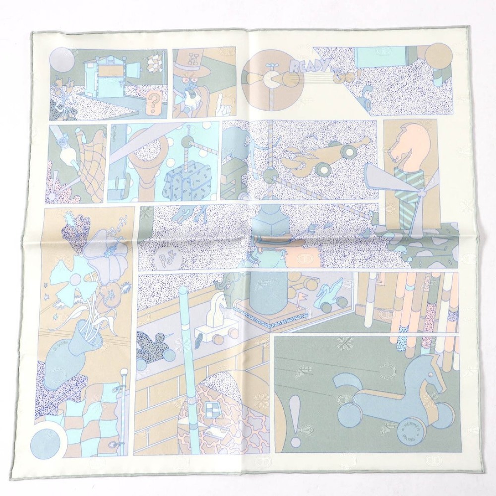 HERMES 25SS Gavroche Lady Go Silk Veil Almond White Beige Scarf 322699