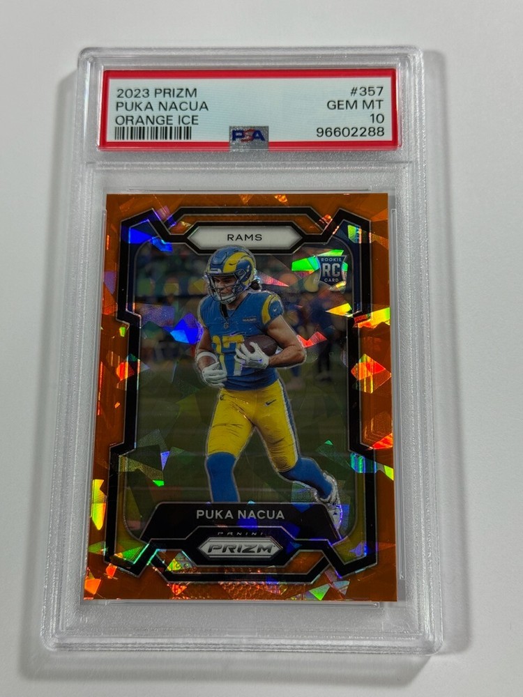 2023 Panini Orange Ice Prizm #357 Puka Nacua Rams RC Rookie PSA 10 GEM MINT