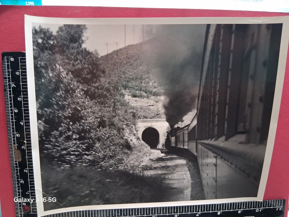 Virginian Railroad Locomotive & Passenger Train Enter Tunnel Orig B&W Photo