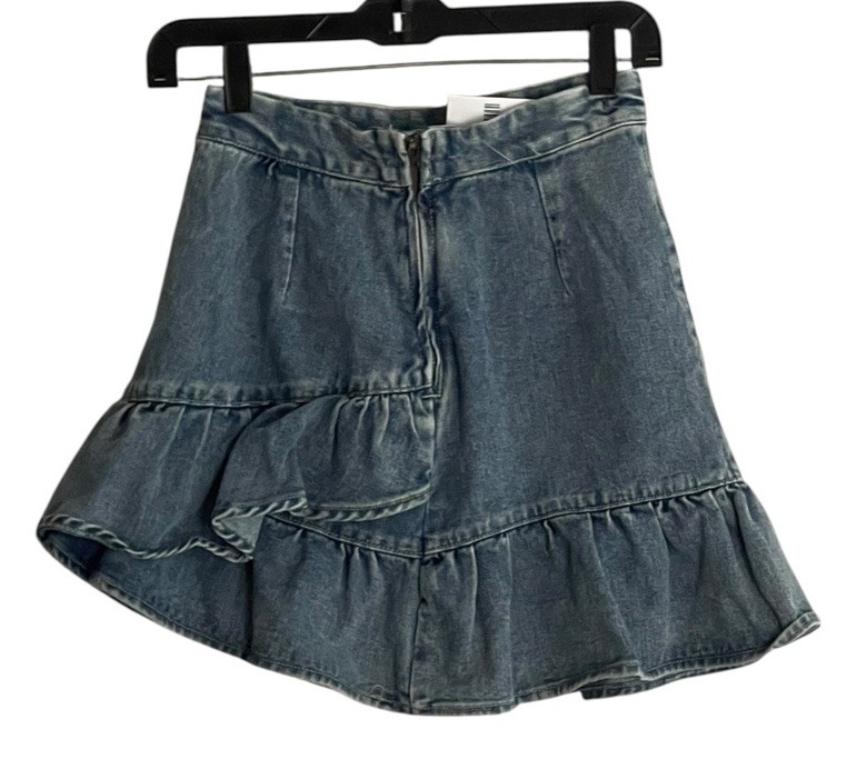 Forever 21 Womens Denim Flounce Ruffle Mini Tier Skirt Size Small NWT