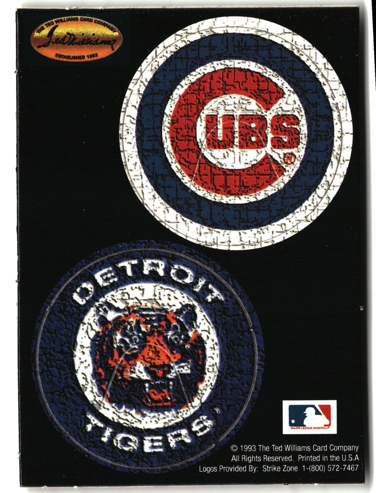 1993 Ted Williams #NNO Chicago Cubs / Detroit Tigers Pog Cards