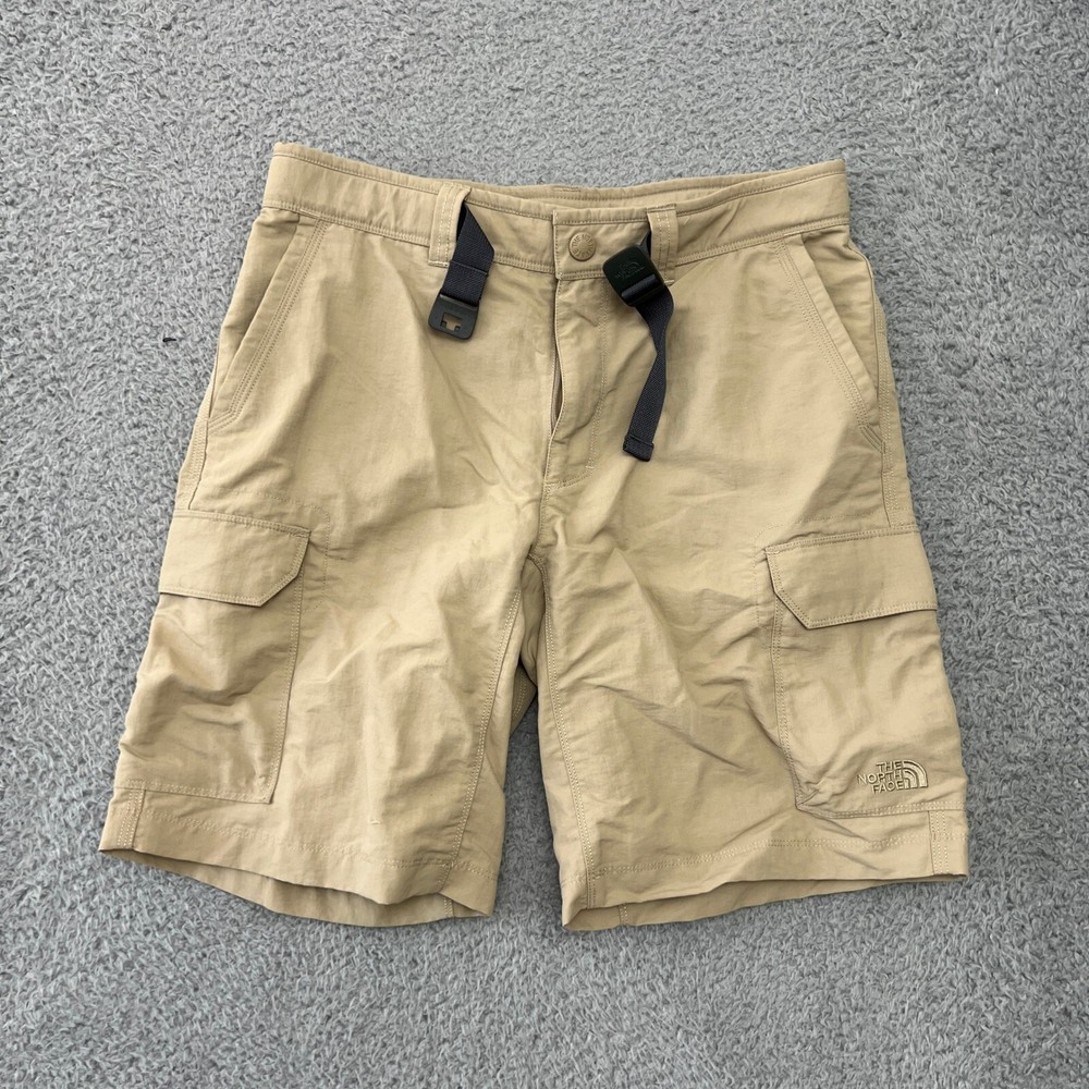 The North Face Mens 30 Cargo Hiking Shorts Lightweight Tan with Belt