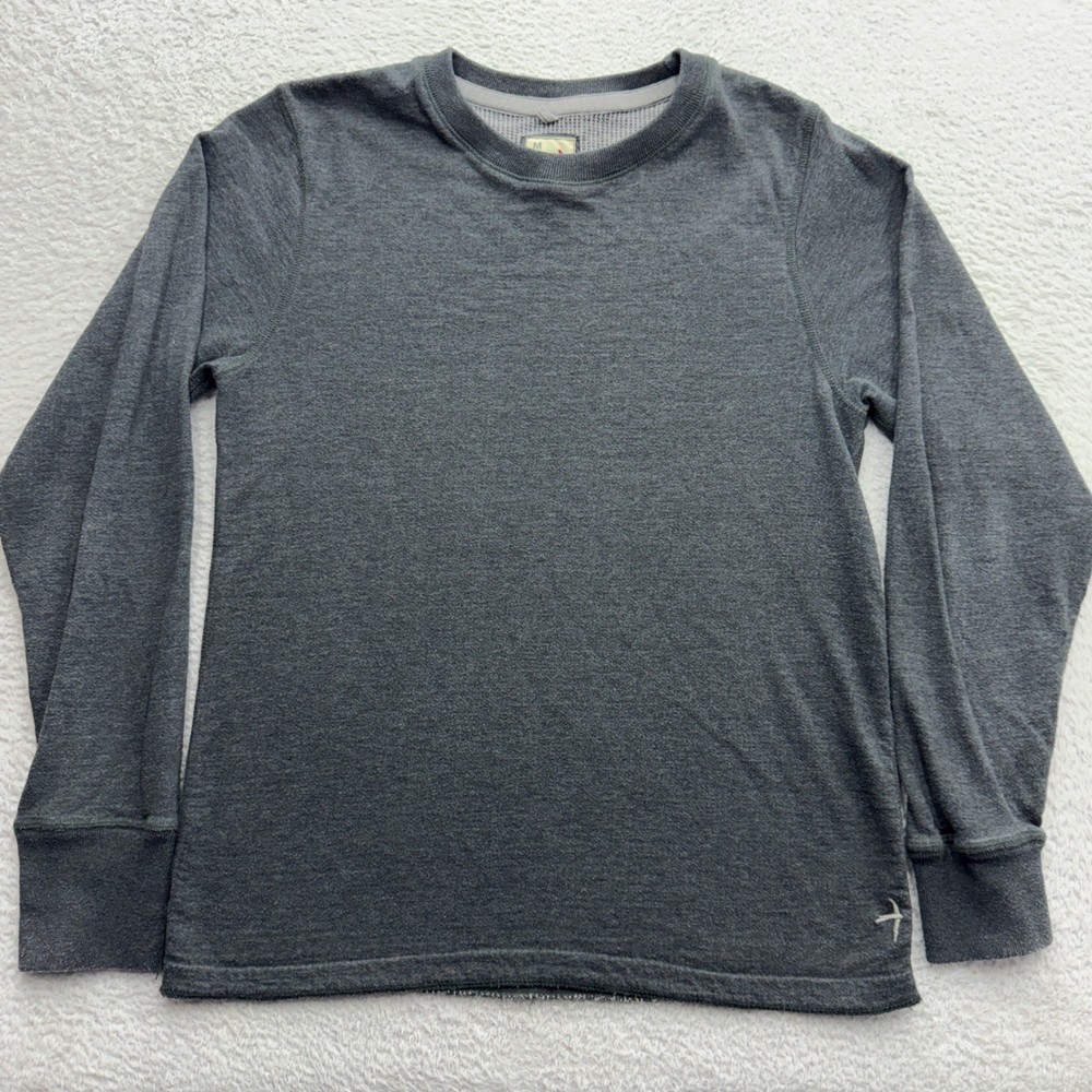 Relwen Mens Charcoal Gray Long Sleeve Thermal Crewneck Cotton Shirt Size M