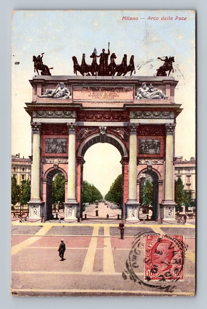 Italy- Milan Arch Of Peace Standard Souvenir Postal Old Card Vintage Postcard