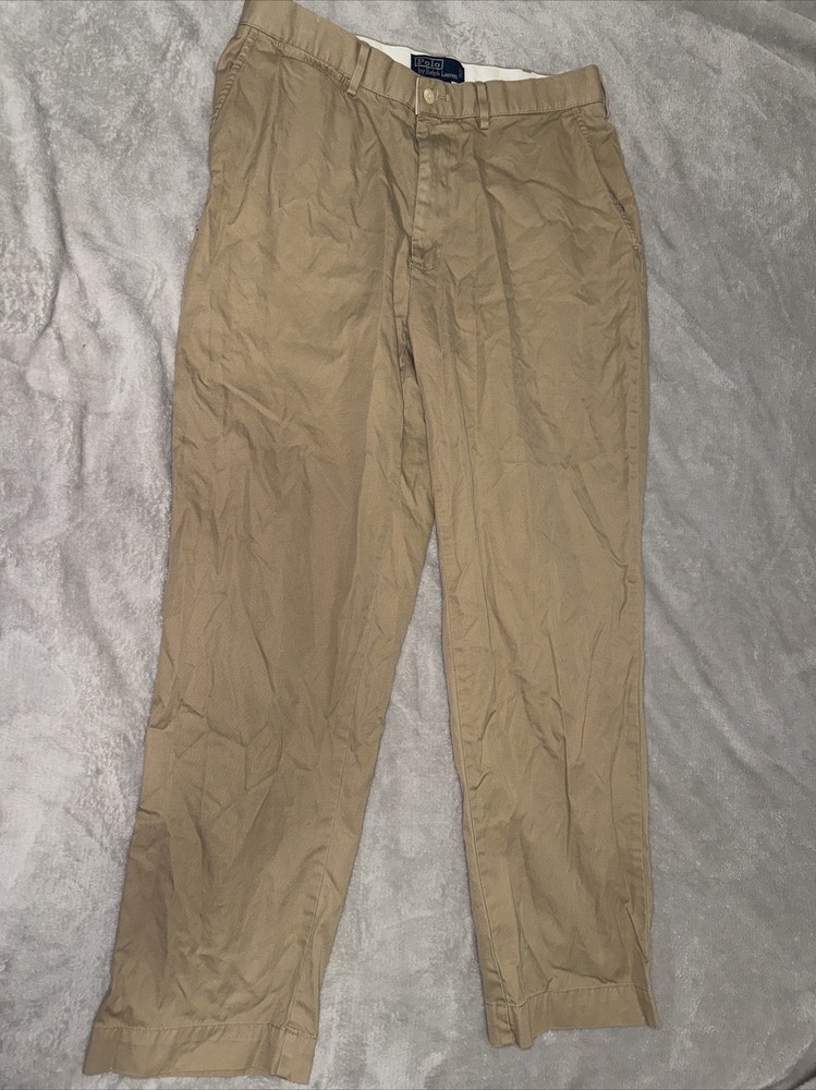 Polo Ralph Lauren Chino Pants Mens Classic Fit 34x30 Casual Cotton Tan Slacks