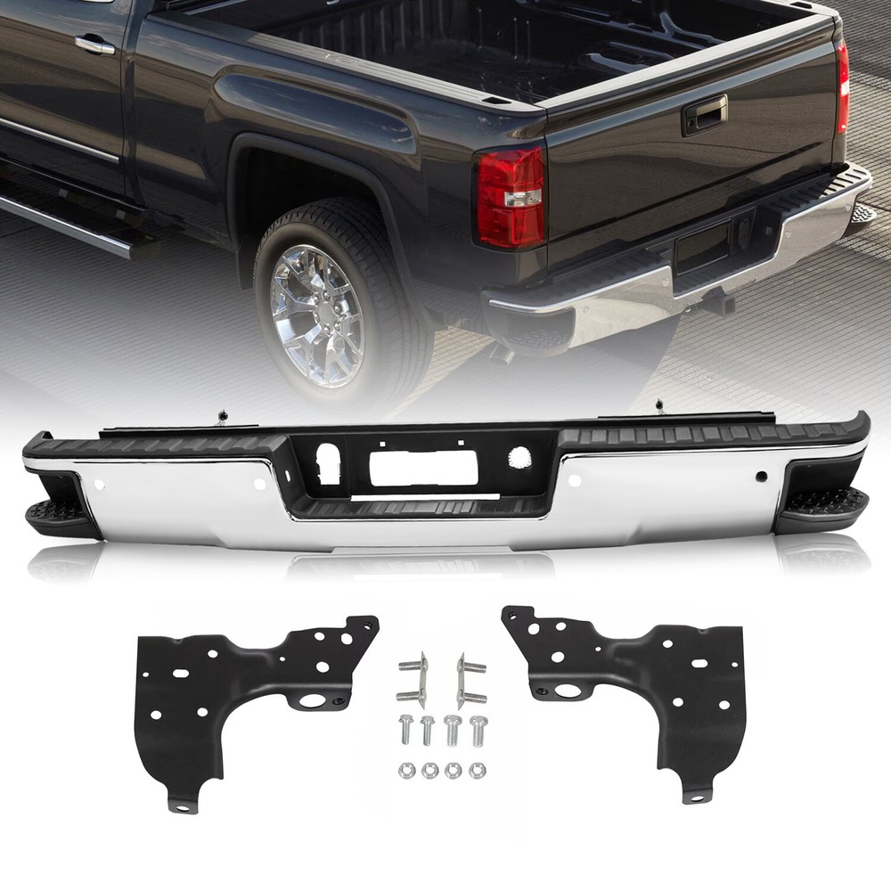 Rear Bumper for 2014 2015-2018 Chevy Silverado GMC Sierra 1500 w/ Park Sensor