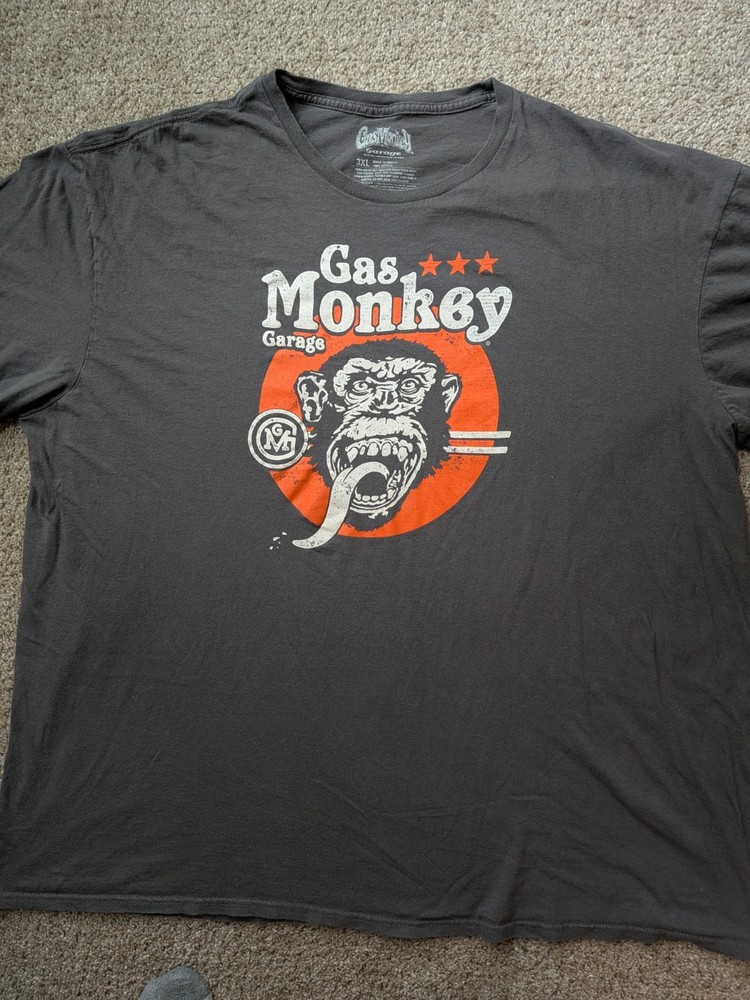 Gas Monkey Garage Graphic T Shirt Monkey Logo Gray 3XL