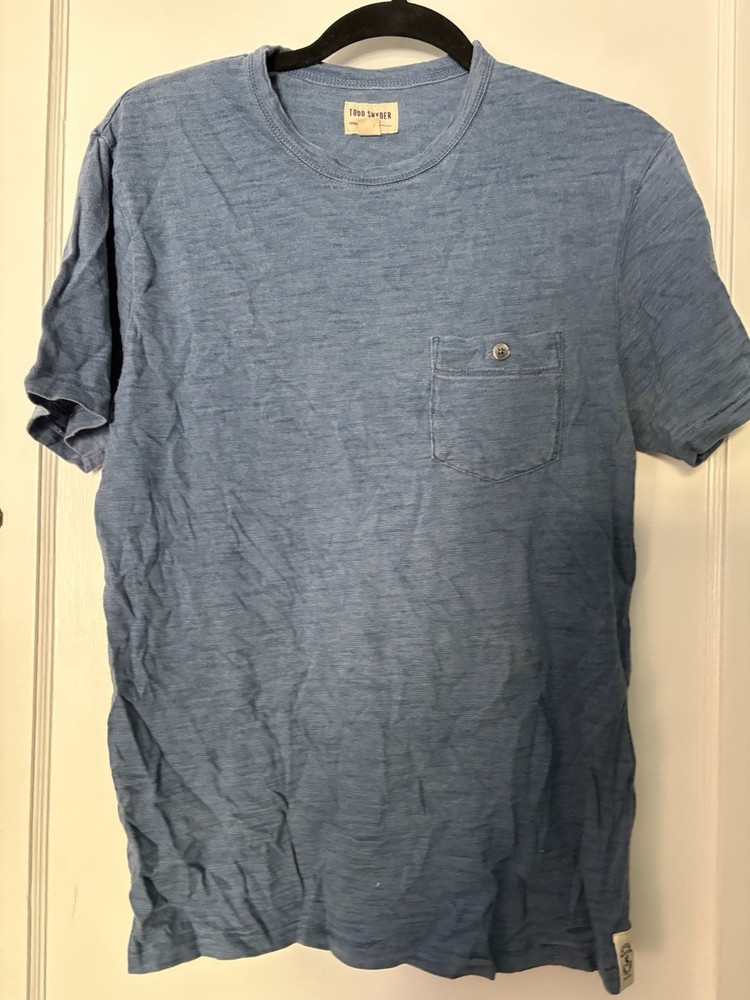 Todd Snyder T-shirt Button Pocket Size M Cotton Blue