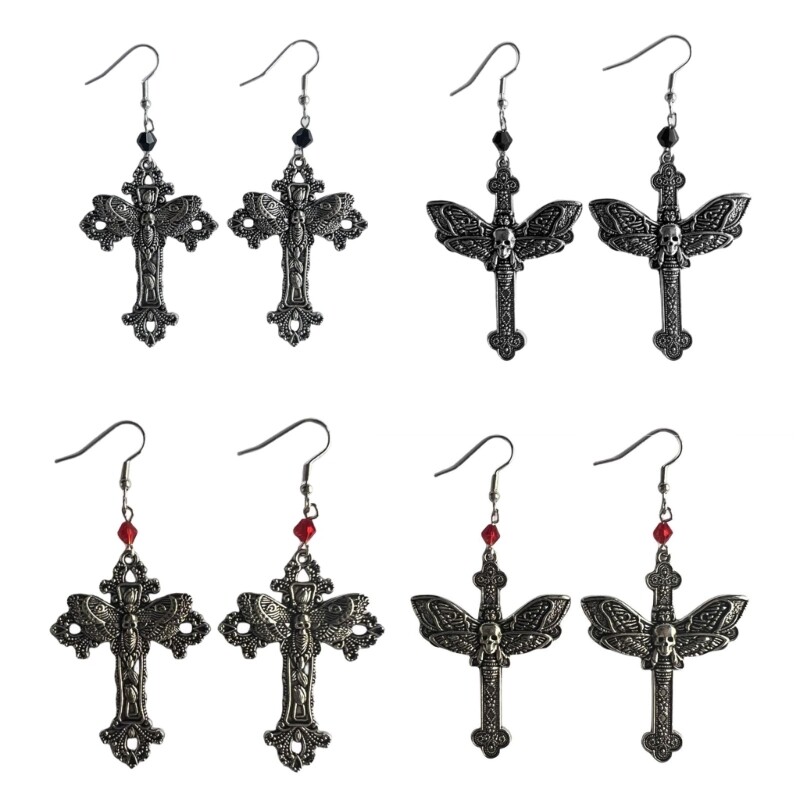 Vintage Cross Dangle Earrings for Women Drop Earrings Hook Trendy Ear Hoops