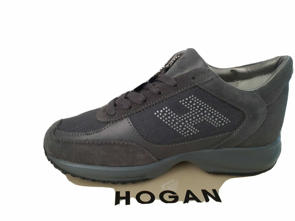 Hogan Interactive Womens H Flock Trainers Sneakers Shoes Grey - Brand New - Uk 4