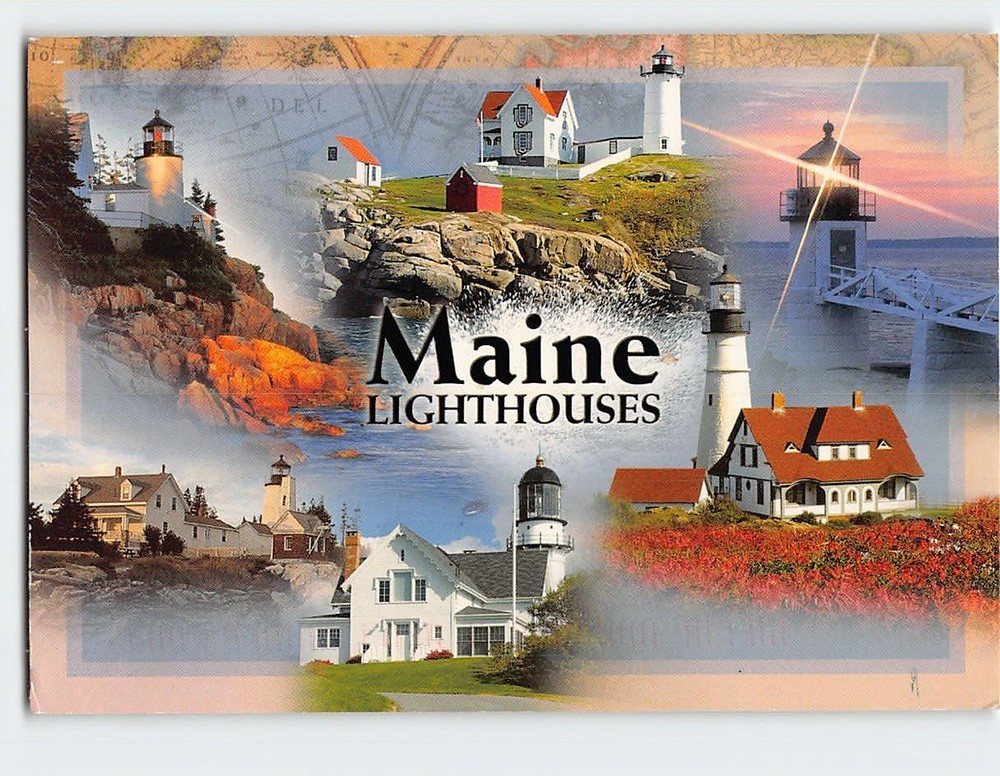 Postcard Lighthouses in Maine USA