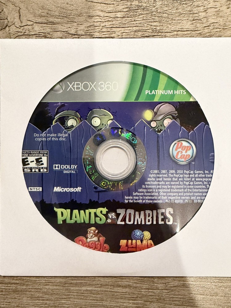 Plants vs. Zombies [Platinum Hits] Loose (Microsoft Xbox 360, 2010)