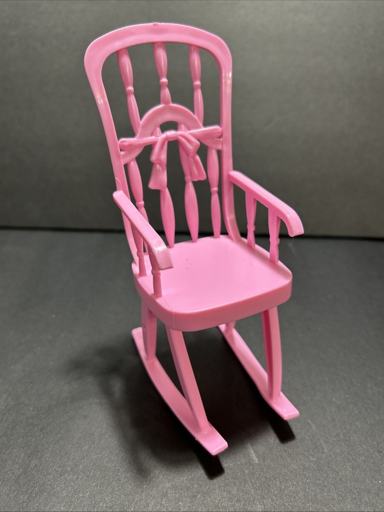 Barbie Doll Nursery Baby Room Rocking Chair Pink Bow House Furniture