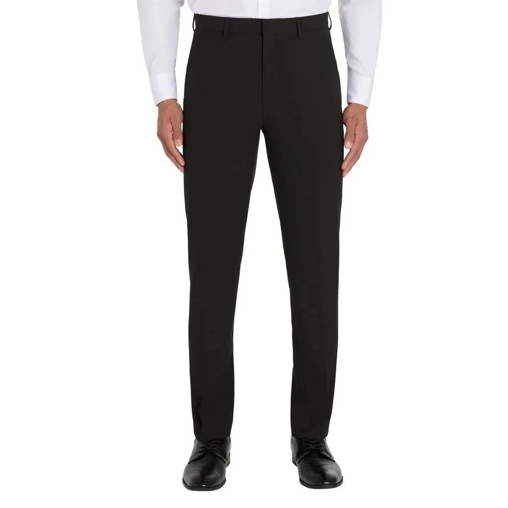 Calvin Klein Men's Slim Fit Stretch Flat Front Dress Pant Black 34X30