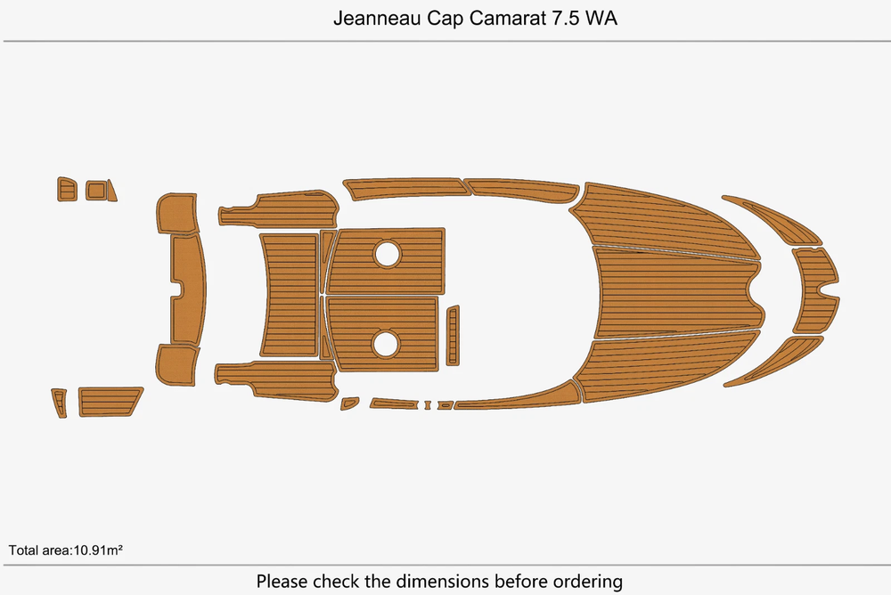 Jeanneau Cap Camarat 7.5 WA  Swim Platform Cockpit EVA Foam Teak Deck Floor Mat