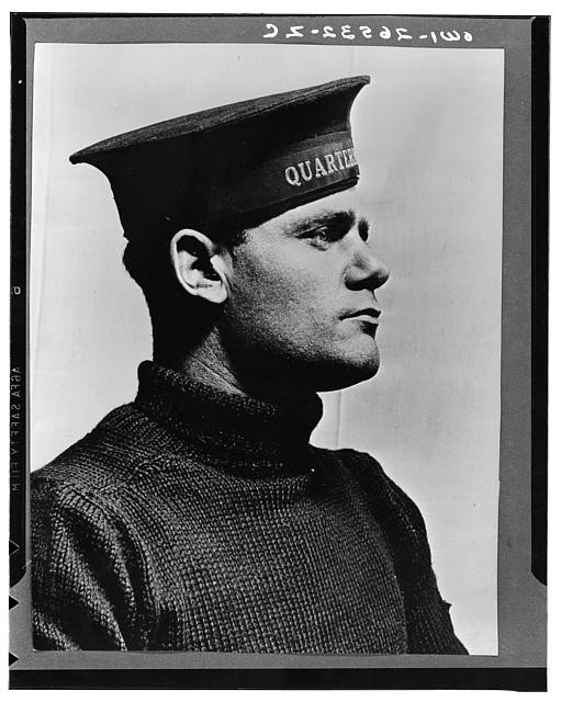 Photo:World War II Quartermaster Sailor Portrait 1940s Naval Uniform