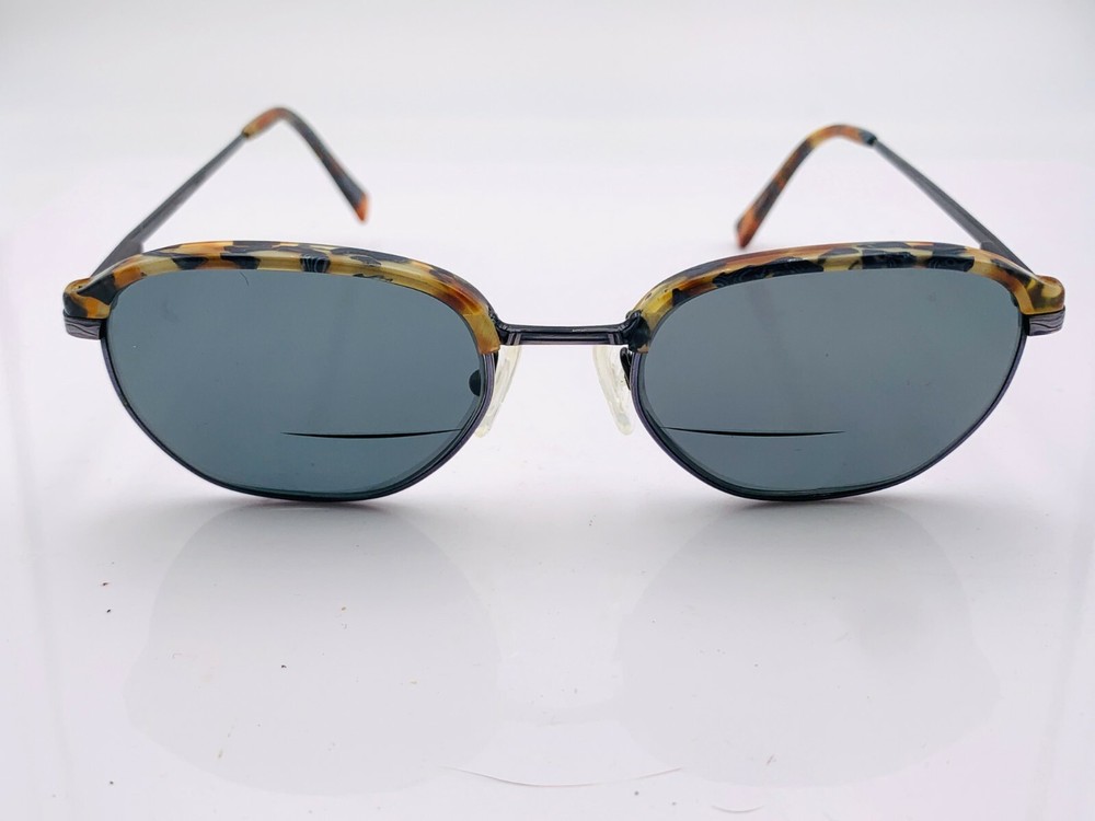 Vintage Blue Brown Gray Metal Brow-line Oval Sunglass Frames Retro Style Eyewear Accessories