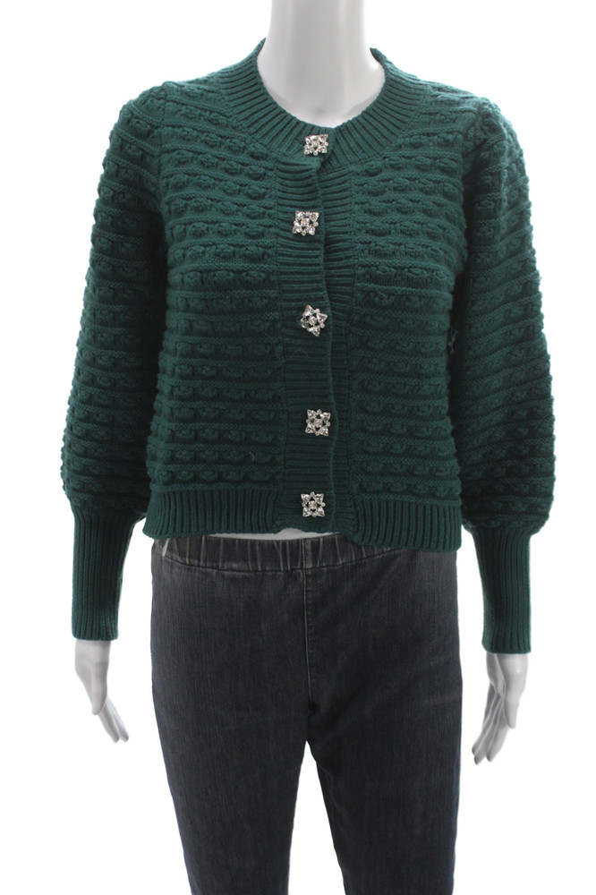 Allison Unisex Cardigan Green Button Viscose Crew Neck Long Sleeve Size XSFree Shipping in US $100+ Orders | $6.95 Orders Below