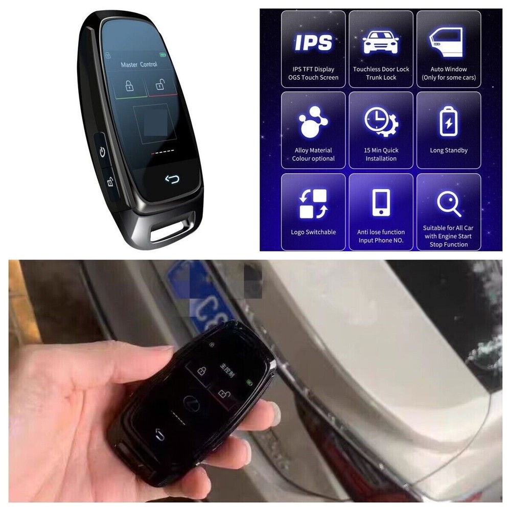 For One-key Start HD LCD Touch Screen Anti-scratch Digital Smart Remote Car Key