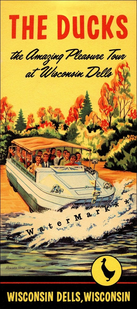 The Ducks Pleasure Tours 1950s Wisconsin Dells Vintage Poster Retro Style Print
