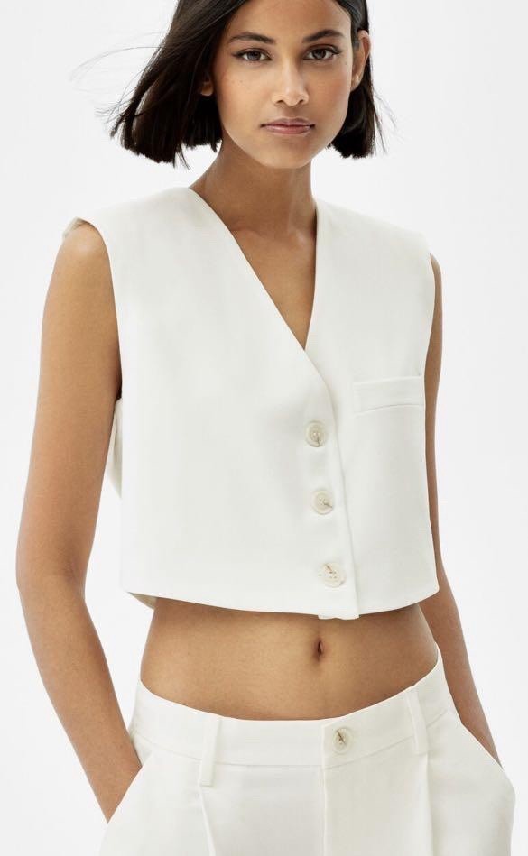 Aritzia: Bershka White Tailored Vest Top Size XS-S