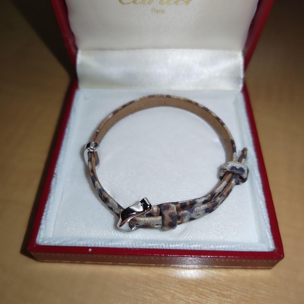 Cartier K18WG X Leather Panthere Bracelet with Clasp