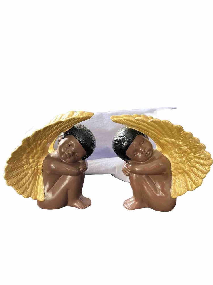 Vintage Duncan Scioto Sleeping Angels Cherubs Glazed Ceramic Figurines 1991
