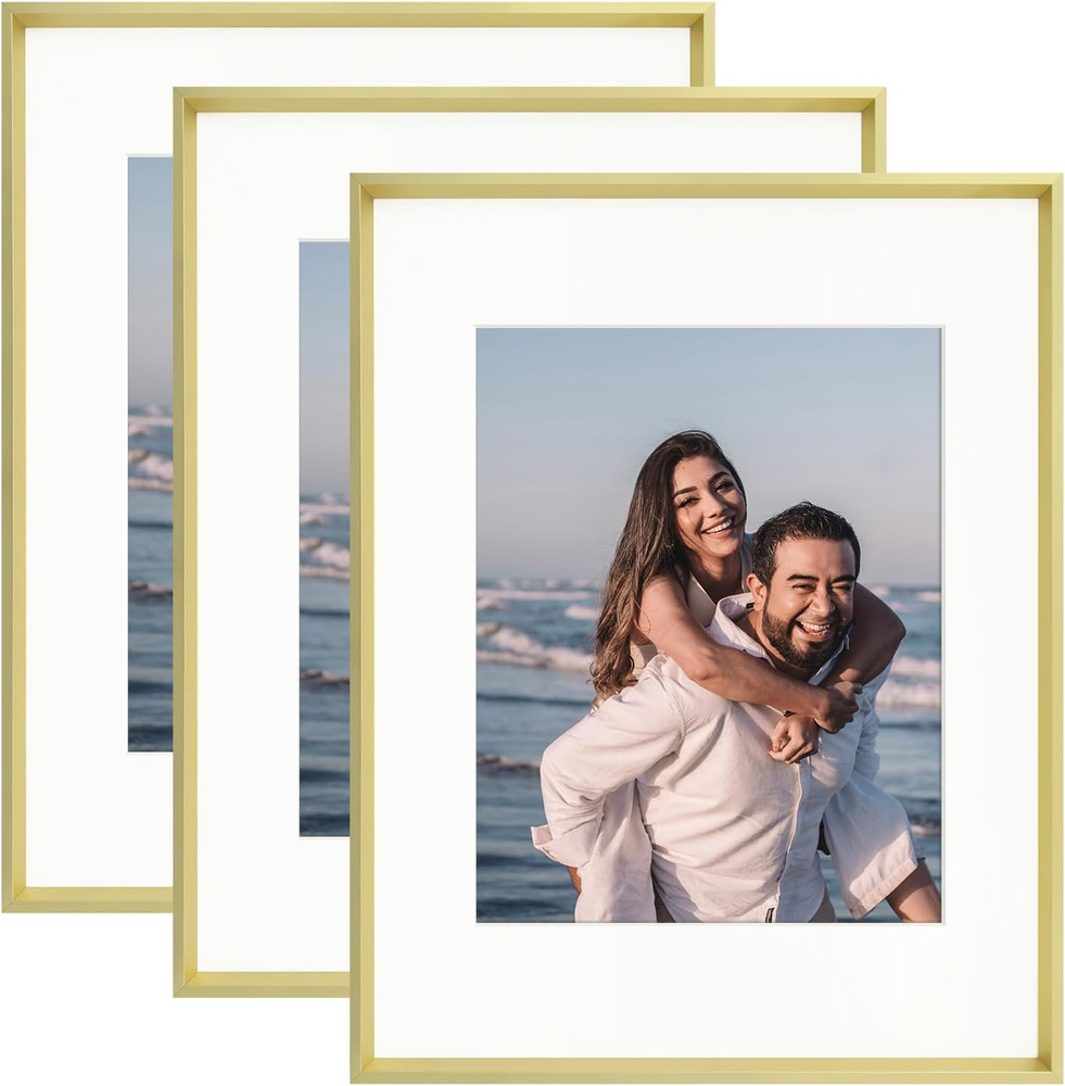 8X10 Picture Frames Set of 3, Display 5X7 Photo with Mat or 8X10 Print without M