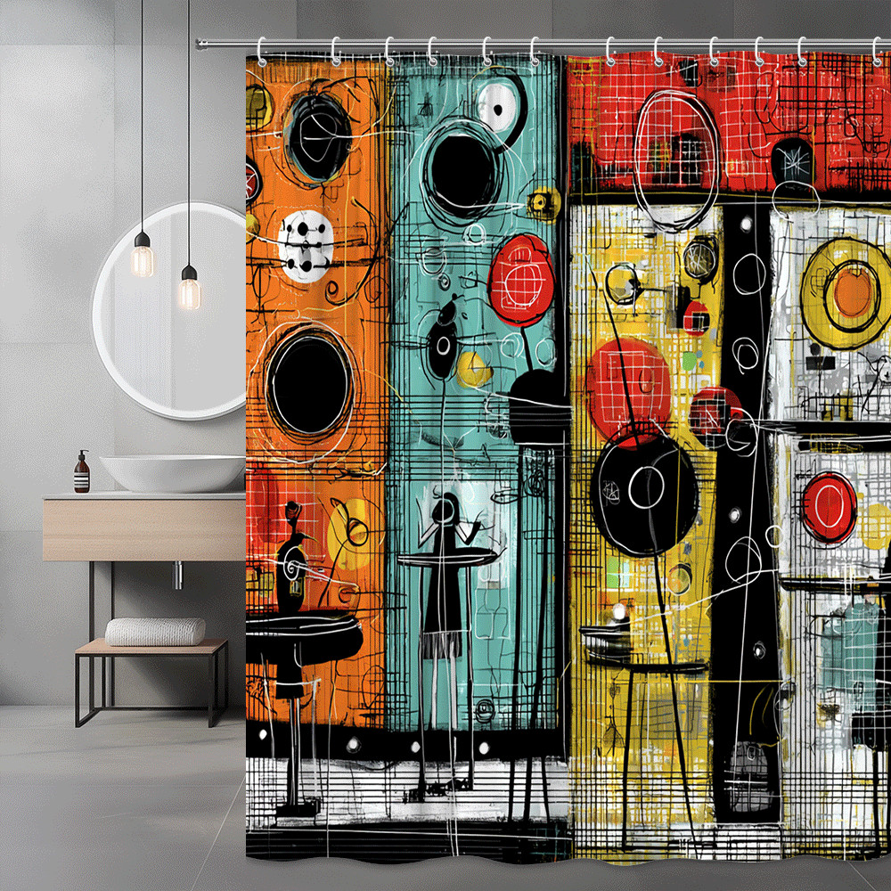 Abstract Geometric Art Shower Curtain Color Block Print