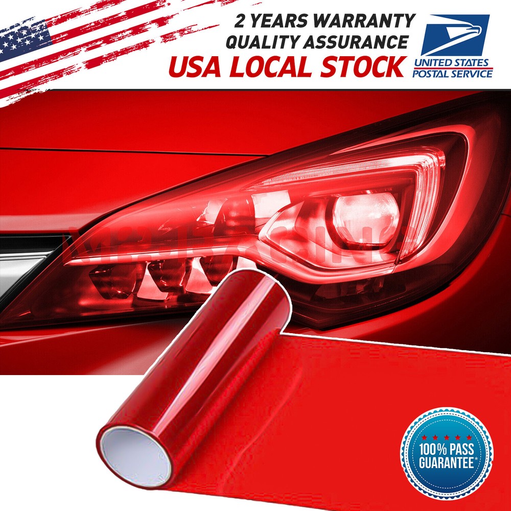 Gloss Red  Smoke fitHeadlight+Taillight Fog Light Tint Film Vinyl Premium Glossy