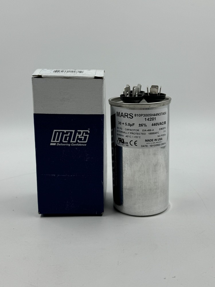 14281 - Mars OEM Replacement Run Capacitor 440/370 VAC 30/5 MFD Round