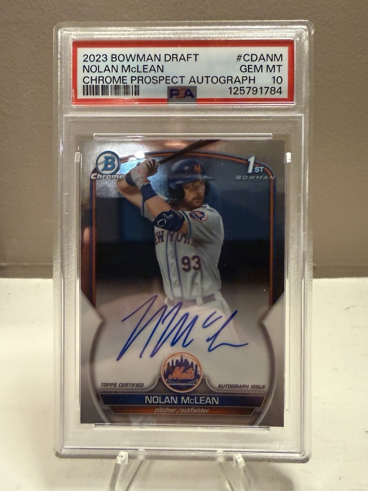 2023 Bowman Draft Nolan McLean Chrome Auto 1st Prospect PSA 10 Mets