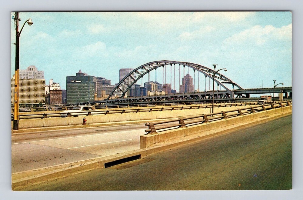 Pittsburgh PA-Pennsylvania, Fort Pitt Bridge, Antique, Vintage Souvenir Postcard