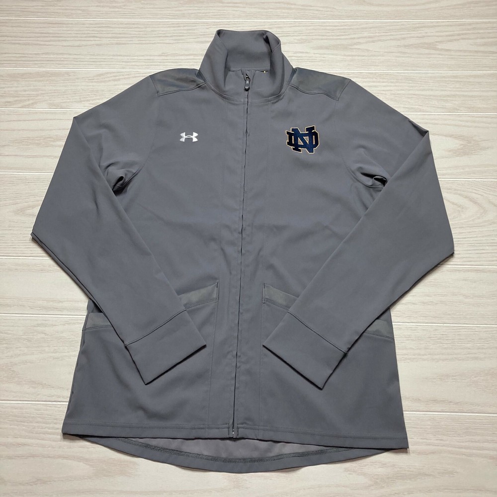 Under Armour Women’s Pregame Woven Jacket Notre Dame Loose Gray Size Medium