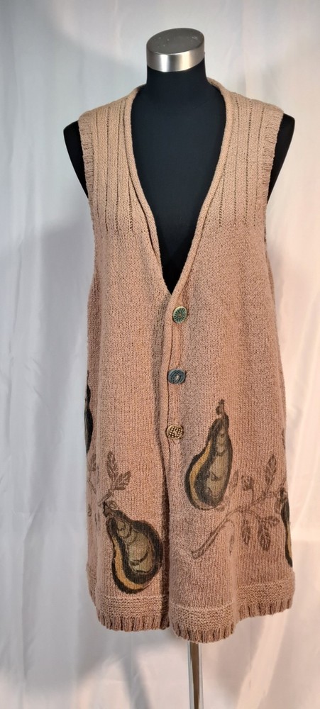 Vintage Blue Fish Very Rare Long Knitted Vest - One Size - 90's 80's Brown EUC