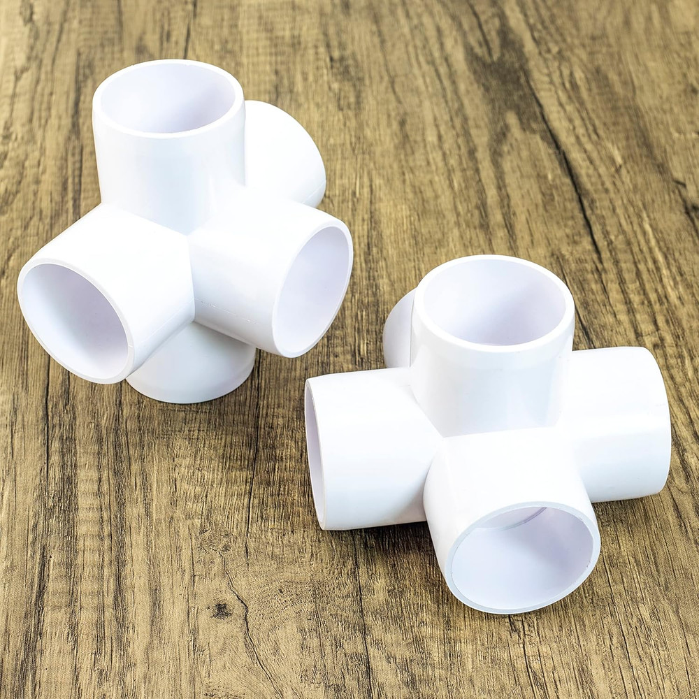 2PCS 1 Inch SCH40 5 Way Cross PVC Connector Elbow Pipe Fitting Coupling White So