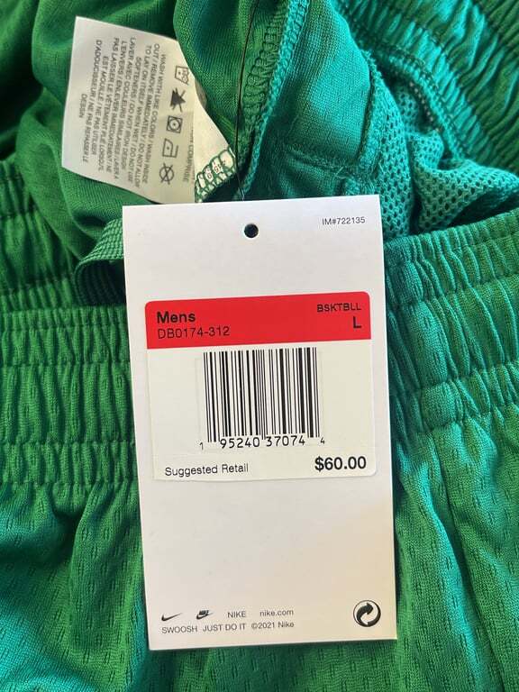 Nike Men's Maine Celtics Basketball Shorts - Green, Size Large DB0174-312  S60