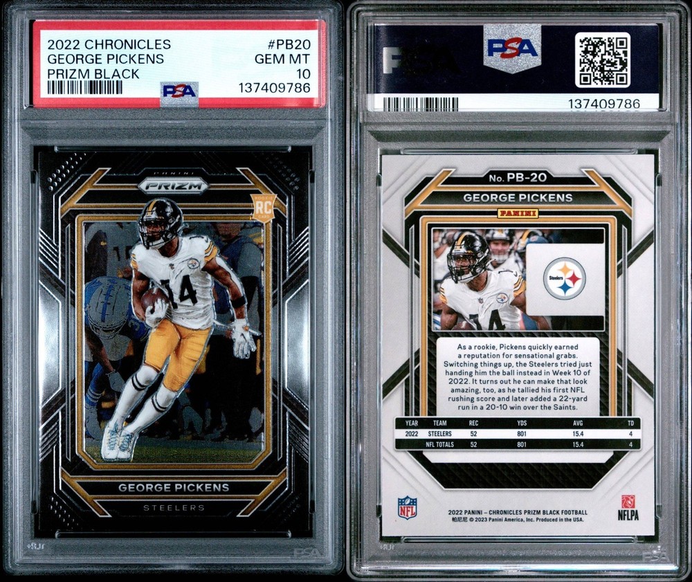 2022 Panini Chronicles #PB-20 Prizm Black George Pickens Rookie PSA 10 Cowboys