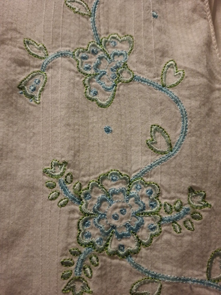 Erika Taylor Intimates Women's Large White Cotton Embroidered Nightgown India