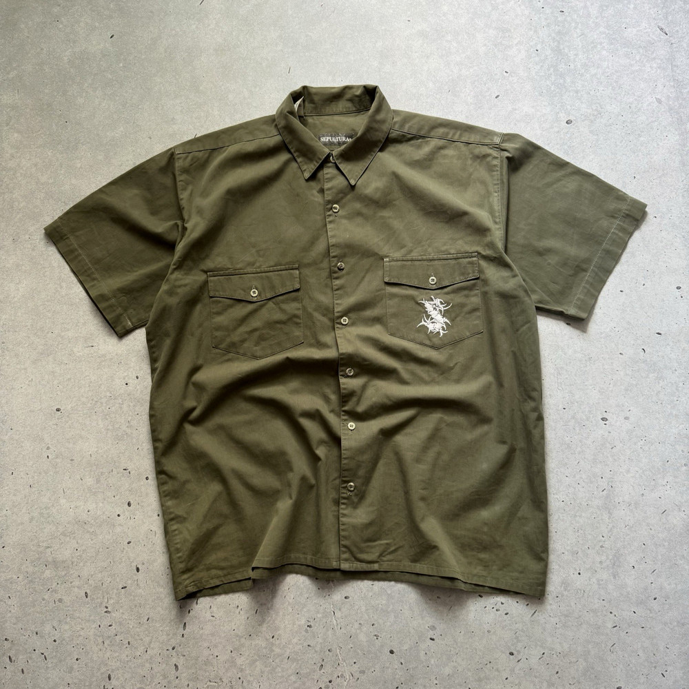 90s Sepultura Third World Posse Embroidered Button Up Shirt Vintage