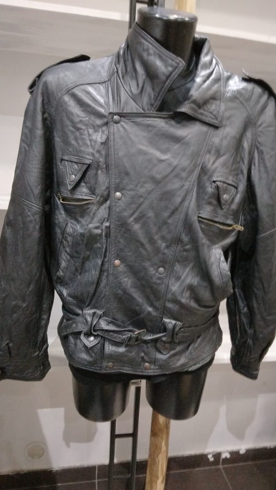 Leather Jacket Used Men Black Size 48 PGS106PI