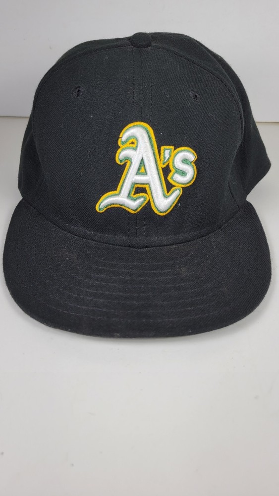 Oakland A's FItted Hat 7 1/4 New Era Official On Field Cap MLB Baseball Black