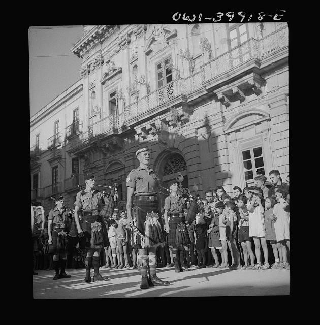 Sicily Italy 1943 Allied Troops Band Concert for Sicilians Vintage Photo