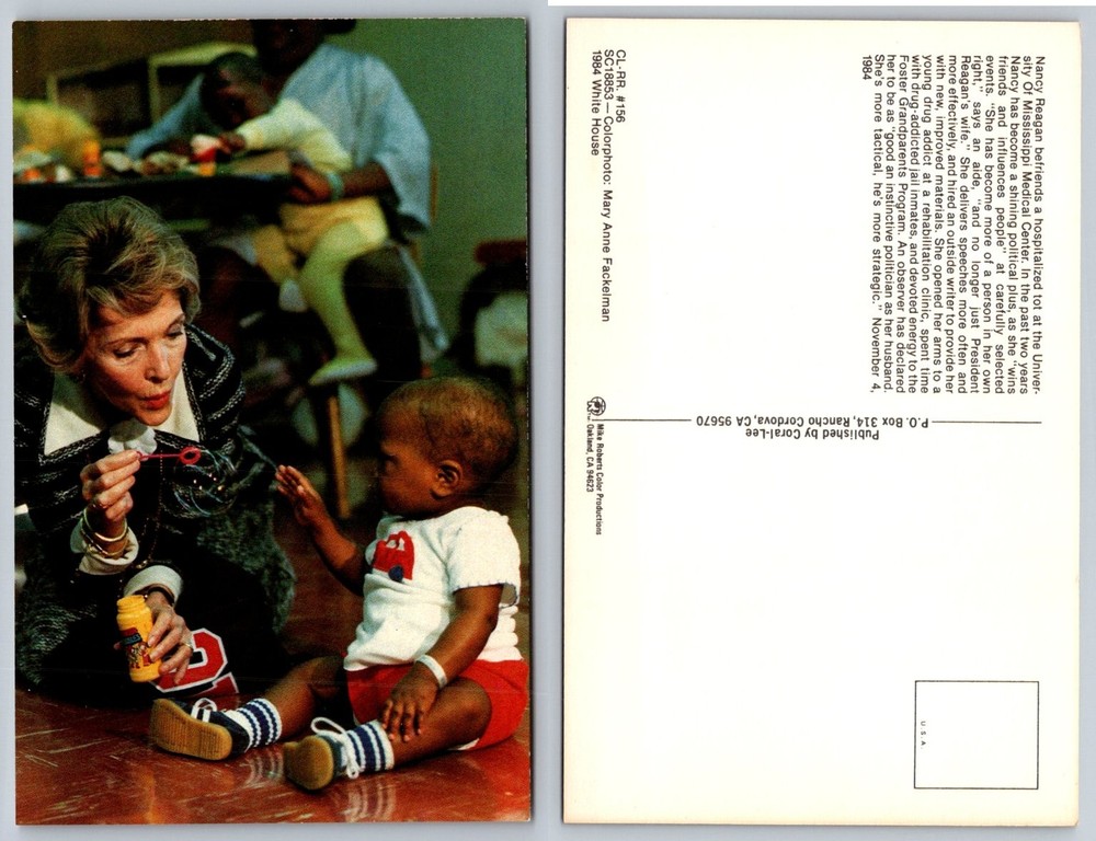 Nancy Reagan Bubbles Baby Postcard 1984 White House Mary Anne Fackelman Photo