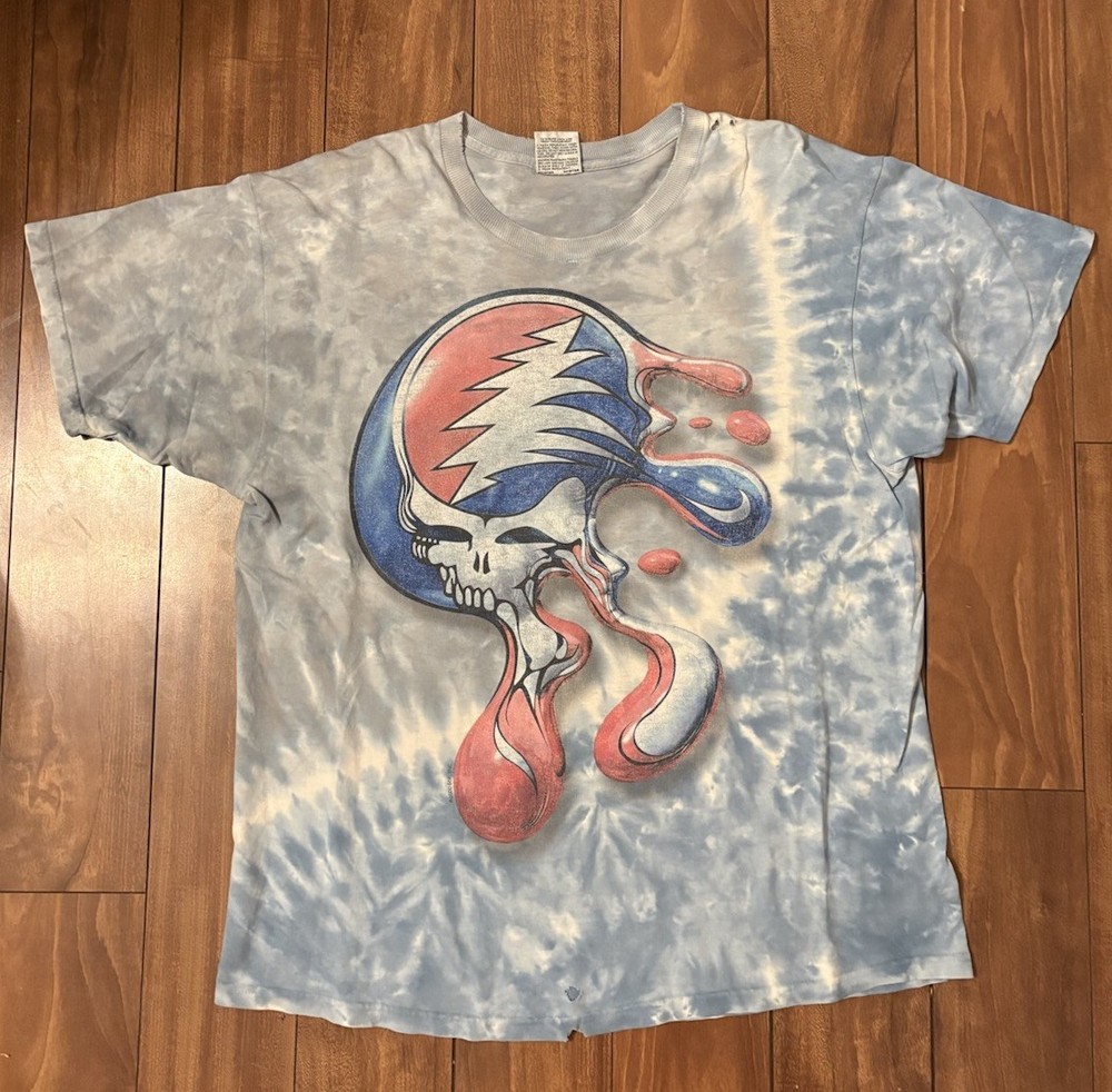 VTG Grateful Dead Tee Shirt Mens Large Blue Melt Your Face Tye Dye Band GDP Y2K