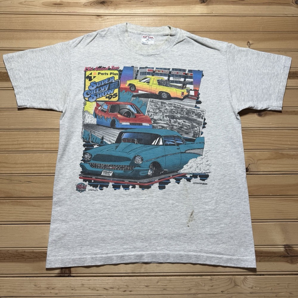 Vintage 90s 1995 Super Chevy Show Hot Rod Dragster Bel Air Shirt Size Large