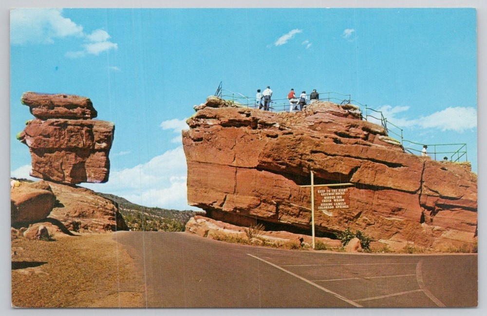 Balanced & Steamboat Rocks Garden of Gods Colorado Springs CO Postcard Chrome