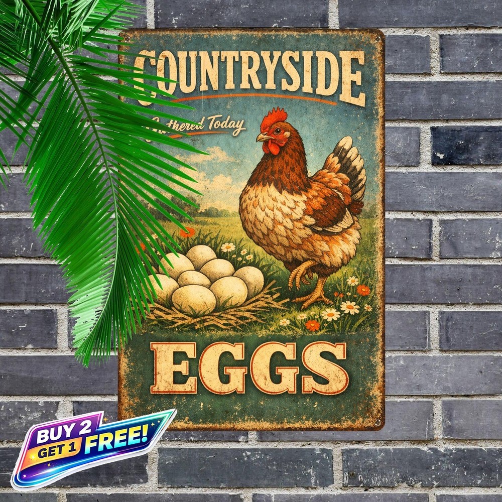 Chicken Coop For Sale Vintage Sign Farm Fresh Eggs Metal Tin Wall Plaque