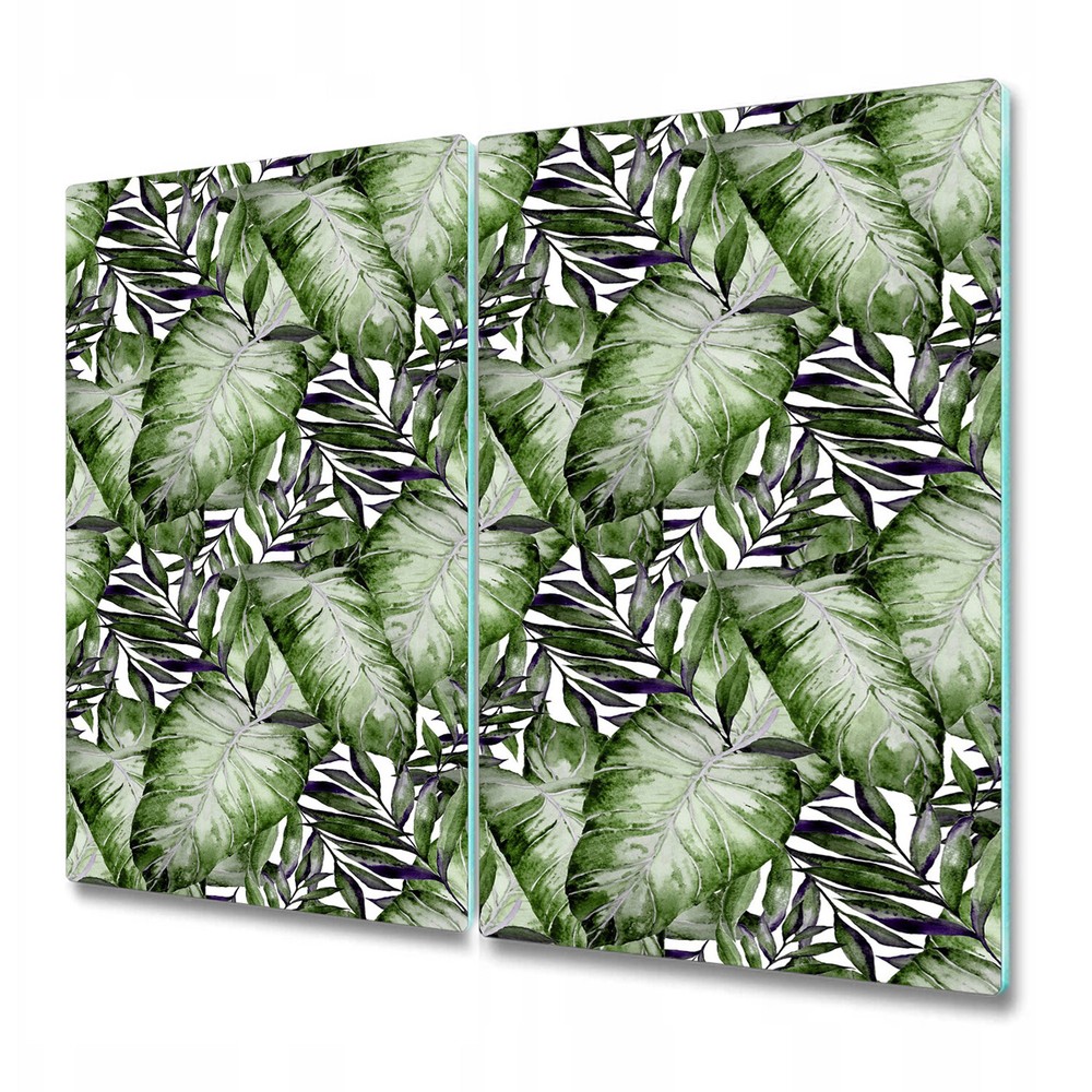 Tempered Glass Worktop Saver Tropical Monstera leaf prints Green Exotic 2x30x52