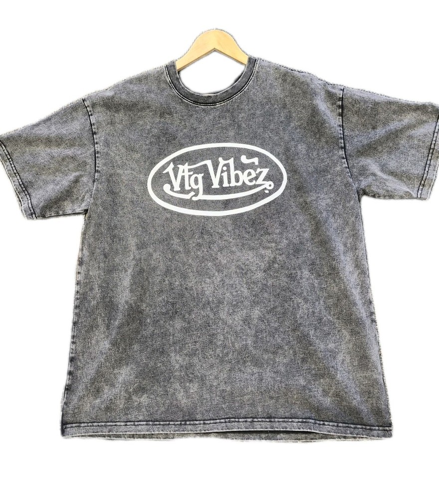 Vtg Vibez Von Dutch T Shirt Snow Washed Black Sz XL Brand New Baggy Fit